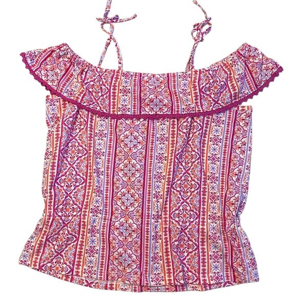 Summer Pink Ruffle spaghetti Strap Top Medium - Picture 7 of 7